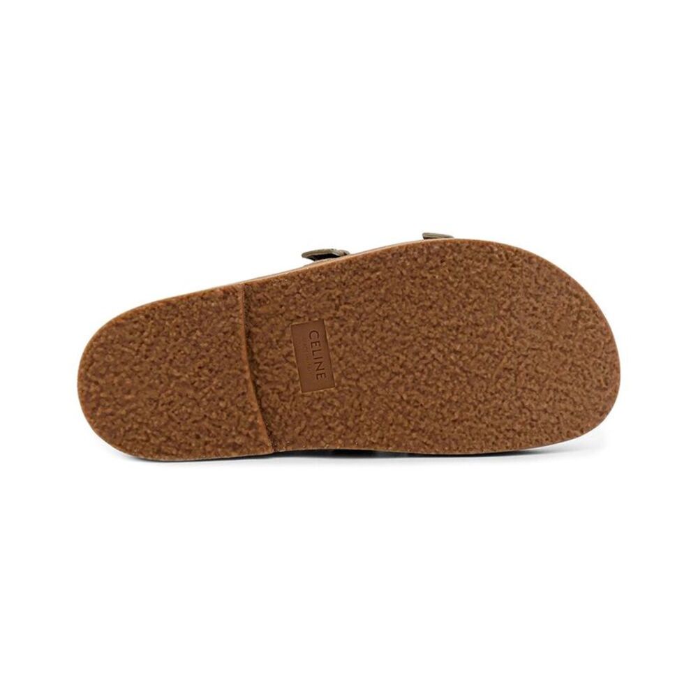 Celine Triomphe Suede Sandal, Green - Picture 4 of 5